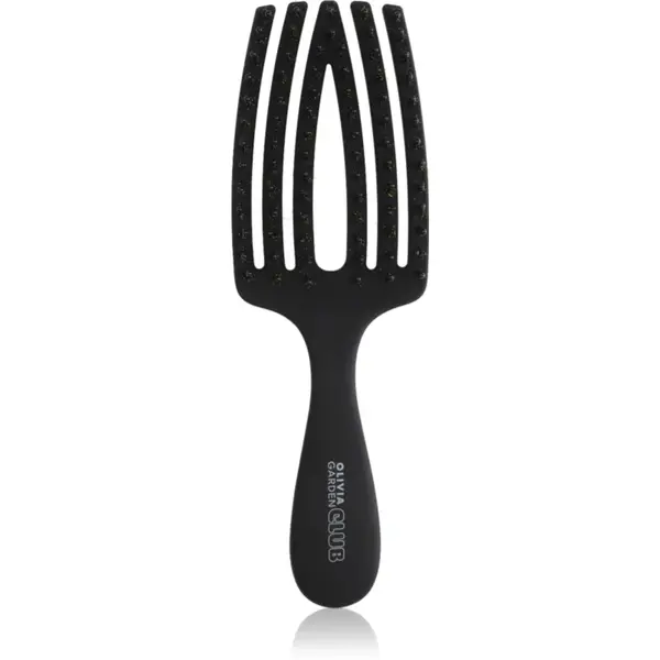 Olivia Garden Club The Nomad Detangling&Shine Fingerbrush perie de tip paletă pentru păr Black 1 buc