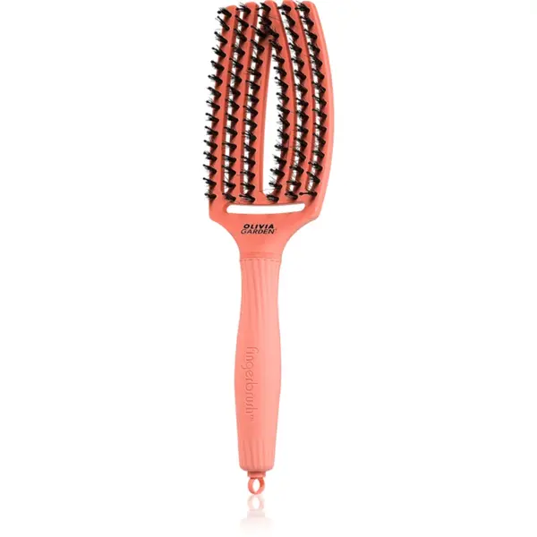 Olivia Garden Fingerbrush Boar & Nylon perie de par cu peri de nailon și de mistreț Radiant Peach 1 buc