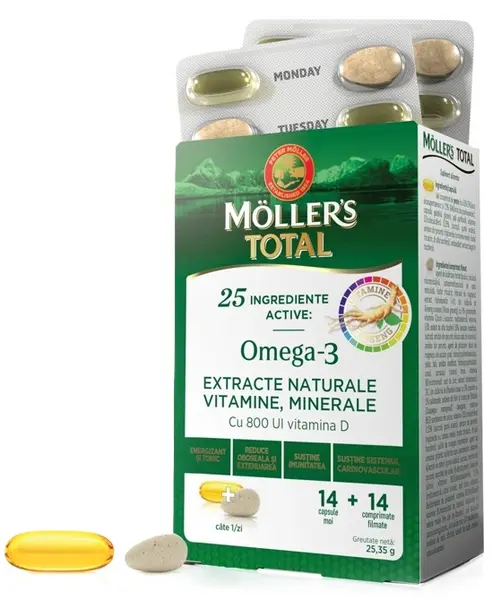 Omega-3, 14 capsule + 14 tablete, Mollers