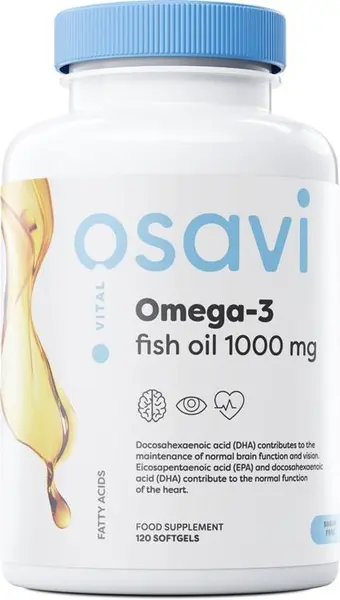 Omega-3 Fish Oil, 1000 mg, lemon, 120 capsule gel, Osavi