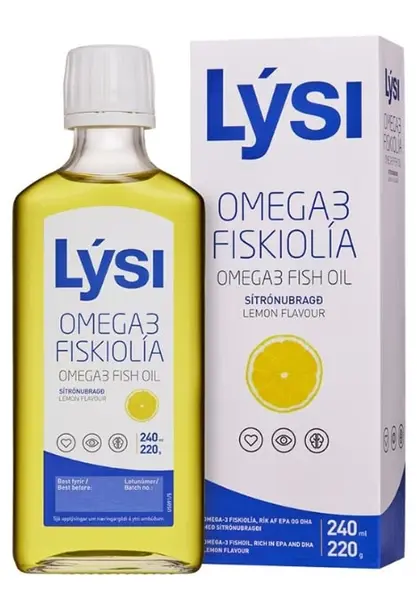 Omega-3 Fish Oil, 1560 mg, lămâie, 240 ml, Lysi