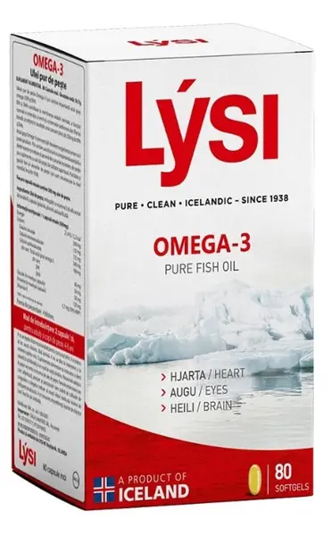 Omega-3 Pure Fish Oil, 80 capsule gelatinoase moi, Lysi