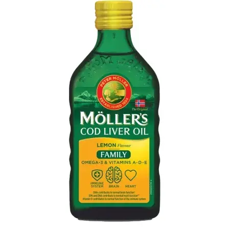 Omega 3 ulei ficat de cod cu aroma de lamaie Family, 500 ml, Mollers