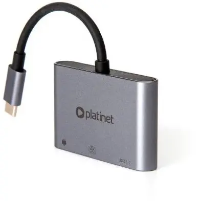 omega Hub USB 3 in 1 Platinet USB-C 3.2 GEN2 10GB/S, Argintiu
