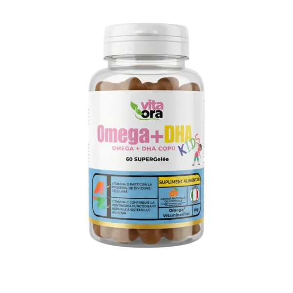 Omega și DHA Copii - Susține Dezvoltarea Creierului și Concentrarea - Tehnologie SuperGelée Vita Ora 1 Cutie