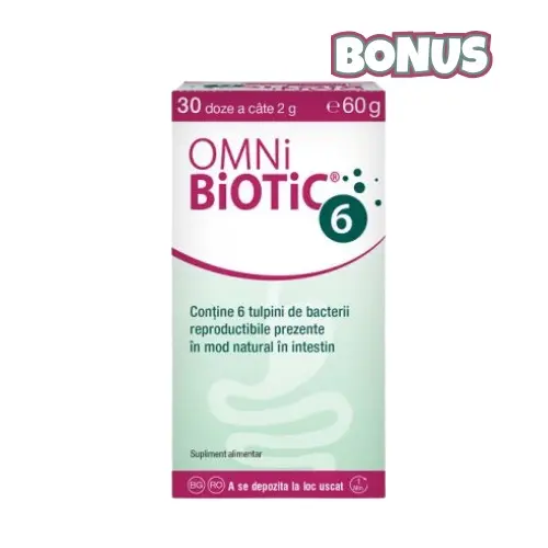 Omni Biotic 6 probiotice echilibrarea florei intestinale, 60 g pulbere