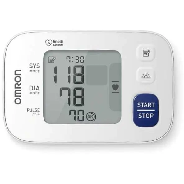 OMRON Tensiometru digital de incheietura Omron RS4, validat clinic, Tehnologie Intellisense, Senzor eroare de miscare, Afisaj LCD, Alb
