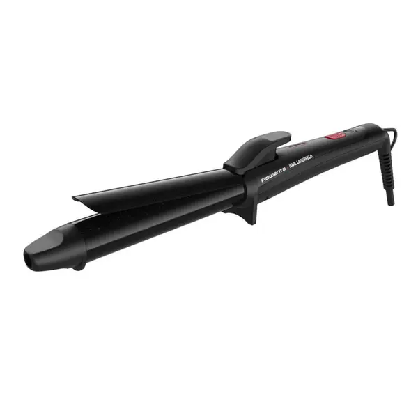 Ondulator de par Rowenta Karl Lagerfeld CF321LF0, 200°C, invelis exclusiv Keratin & Glow, cablul 1.8m, inel de agatare, incalzire in 60 de secunde, negru & rosu