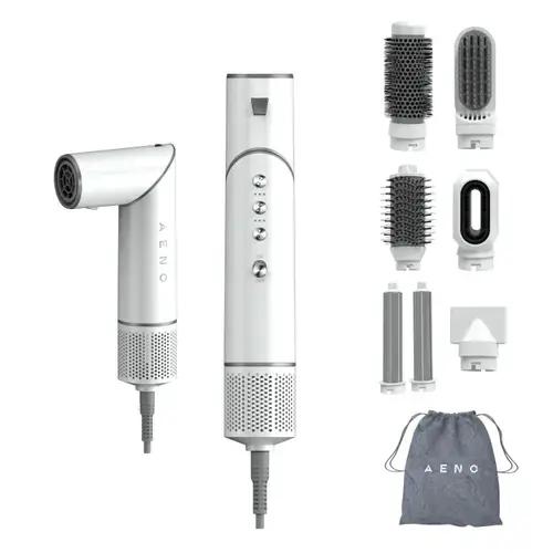 Ondulator si uscator de par multifunctional AENO HS1, 1200 W, 3 viteze, 4 setari temperatura, 107.000 RPM (Alb)