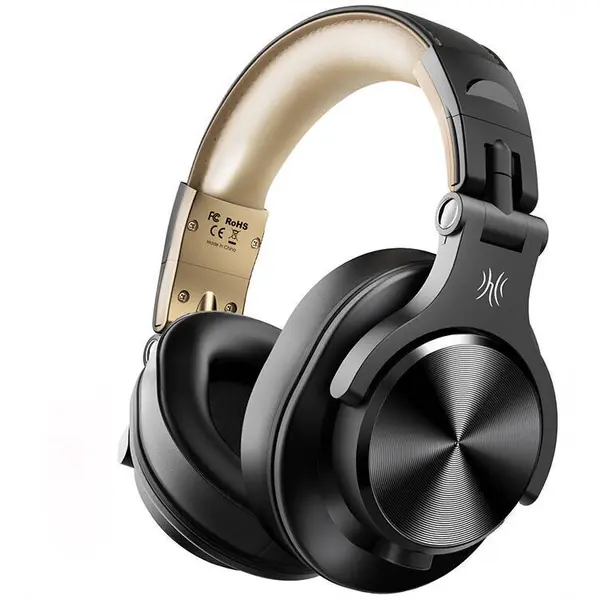ONEODIO Casca OneOdio wireless, cu fir, tip over ear, utilizare multimedia, DJ, conectare prin Bluetooth 5.2 | Jack 3.5 mm | Jack 6.35 mm, difuzor 40 mm, impedanta 32 Ohm, acumulator 650 mAh, negru | auriu, Fusion-A70-Black-Gold