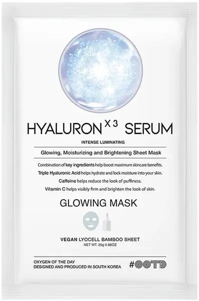 OOTD Mască facială folie hidratantă și iluminatoare cu acid hialuronic, 25 ml