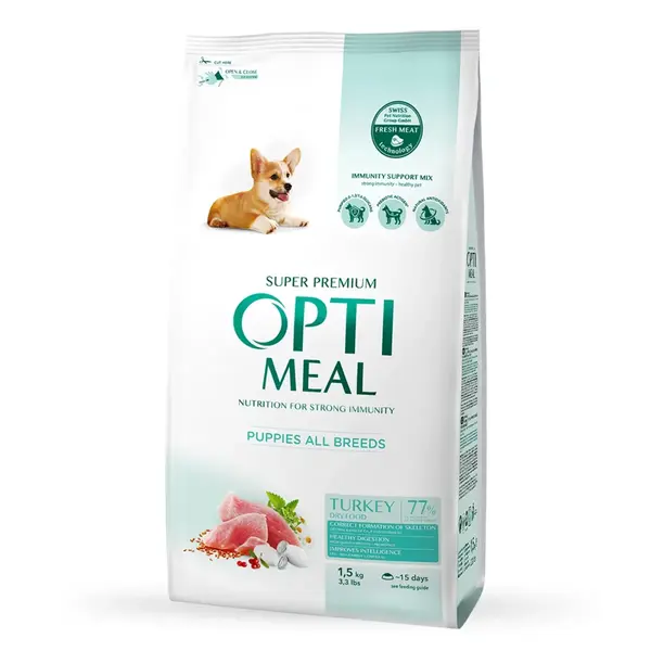 OPTIMEAL Junior, Curcan, hrană uscată câini junior OPTIMEAL Junior, XS-XL, Curcan, hrană uscată câini junior, 1.5kg