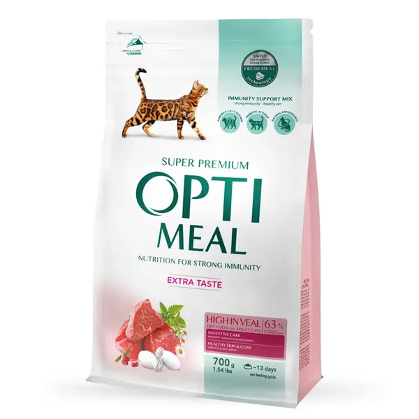 OPTIMEAL, Vită, hrană uscată pisici, 700g