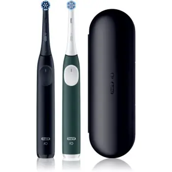 Oral-B iO2 Clean & Gentle periuta de dinti electrica cu sac pachet duo Matt Black & Forest Green
