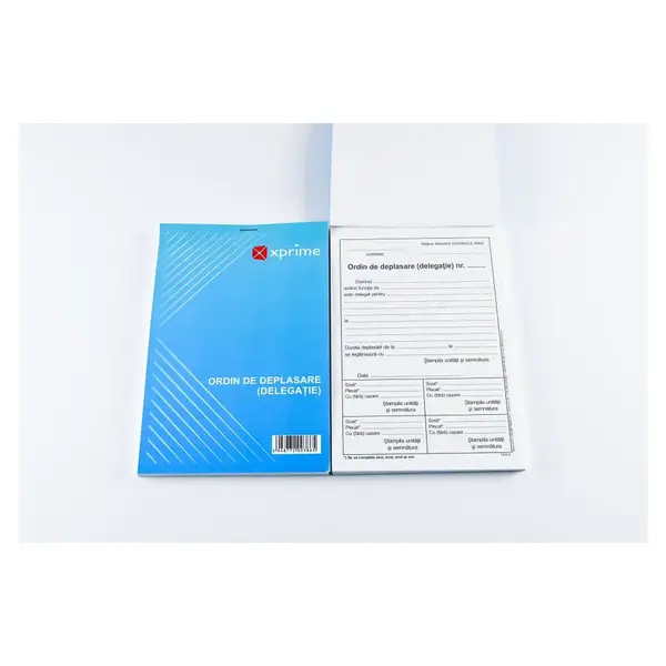 Ordin de deplasare A5 hartie offset 100 file/carnet coperta carton 300g/mp Ordin de deplasare A5 hartie offset 100 file/carnet coperta carton 300g/mp