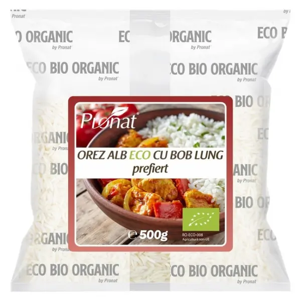 Orez Alb cu Bob Lung Prefiert, Bio, 500 g, Pronat