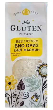 Orez iasomie organic, alb, 400 g, No Gluten Please