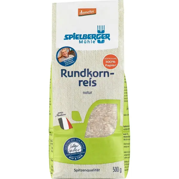 Orez integral cu bob rotund Demeter, eco - 500 g