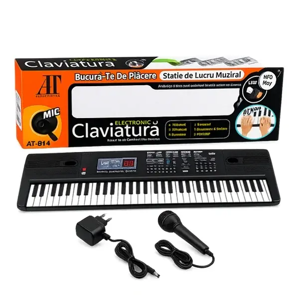 Orga electronica DEPOX , 61 clape, Mp3, USB, Microfon, Claviatura, Negru