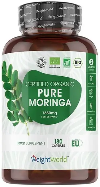 Organic Pure Moringa, 550 mg, 180 capsule, Weight World