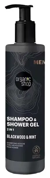 Organic Shop Men Șampon și gel de duș 2 în 1 Blackwood & Mint, 280 ml