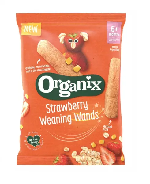 Organix Baghete bio din porumb si ovaz cu capsuni 6+ luni 25 g