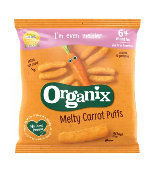 Organix Snack bio din porumb cu morcovi 6+ luni 20 g