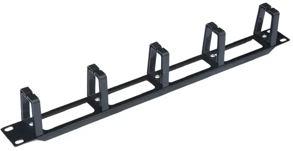 Organizator cabluri orizontal cu inele, 1U, plastic + metal, rack 19 inch, negru, SAF- ORGI1U