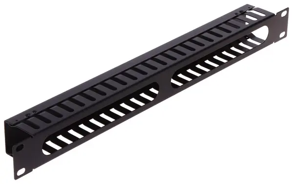 Organizator cabluri pentru rack 19 inch, 1U, metal, 24 ghidaje cabluri, negru, Safer OKR-24