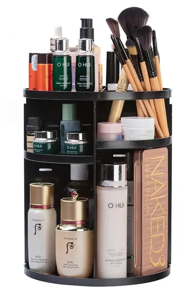 Organizator de Machiaj Circular 360 Grade Negru