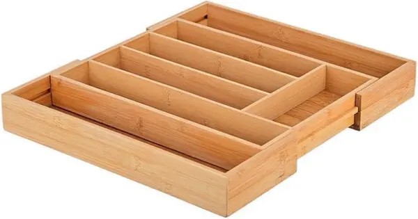 Organizator de tacâmuri extensibil din bambus Estia - Bamboo Essentials, 25,5 x 33,5 x 5 cm