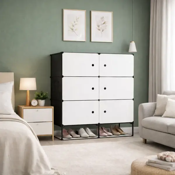 Organizator depozitare cu 6 compartimente 82x36x106 cm, Alb