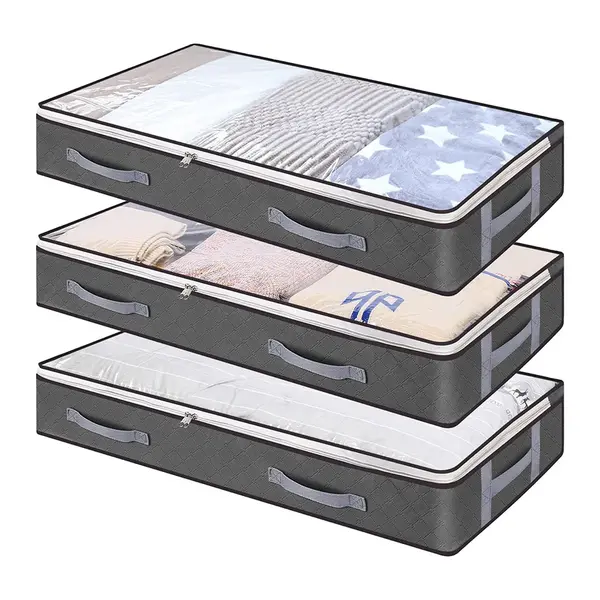 Organizator haine cu fermoar pentru depozitare sub pat, 100x50x18cm, 90L