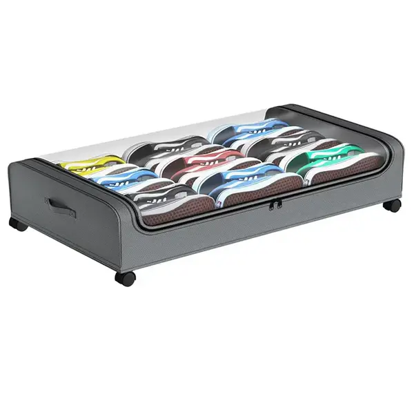 Organizator haine pentru depozitare sub pat „ClearView” – cu roti si husa transparenta, 43L