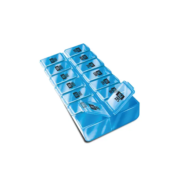 Organizator medicamente saptamanal VitaPlus, cu 14 compartimente, design compact si portabil