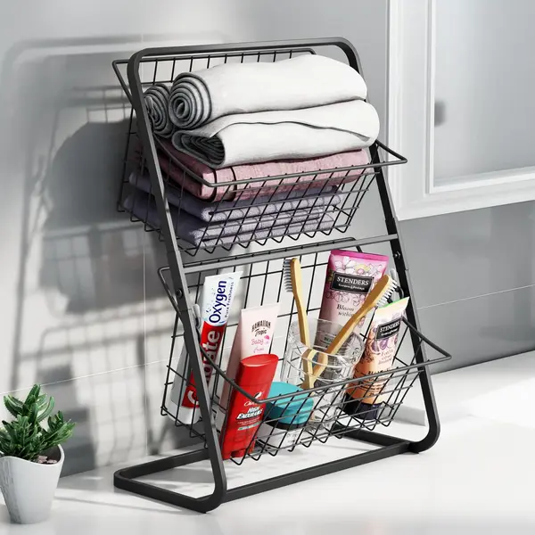 Organizator metalic cu 2 coșuri – pentru bucătărie sau baie