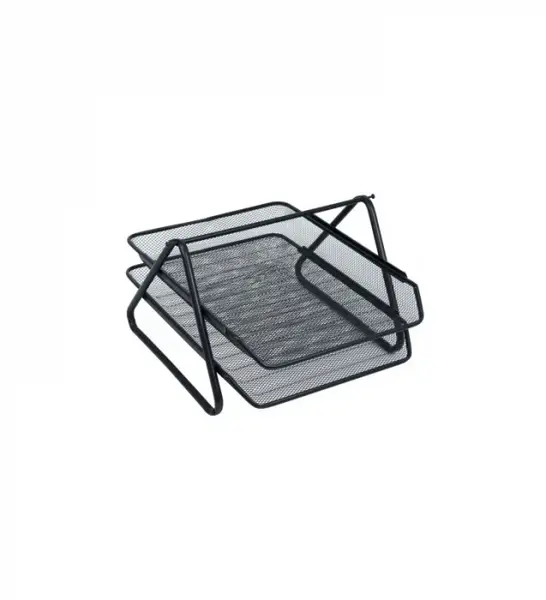 Organizator metalic cu 2 tavite pentru documente, Negru, Metal
