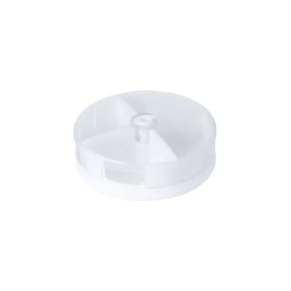 Organizator Pastile, Zamo®, Dimensiune 80x80x30mm, 4x Compartimente, Rotund, cu Dozator, Culoare Alba