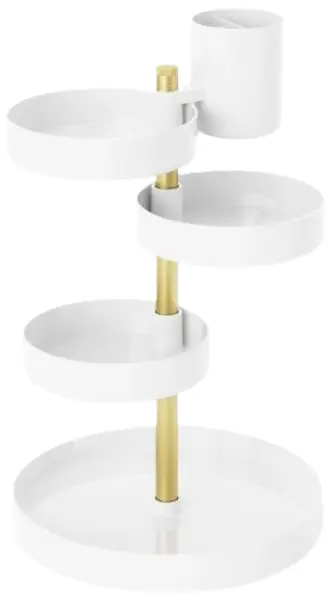 Organizator pentru bijuterii Umbra – Pirouette, Ø23 × 35 cm, alb/alamă