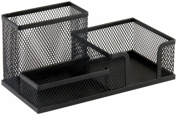 Organizator pentru birou Deli Quali Metal - E9175, cu 3 compartimente, negru