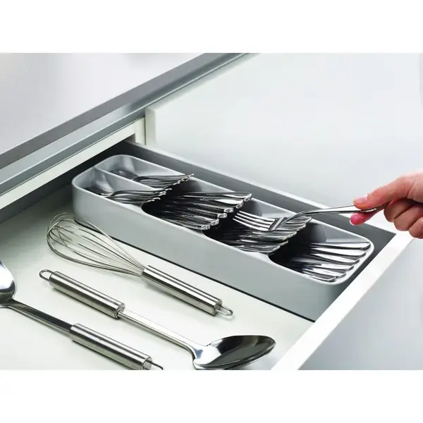 Organizator pentru tacamuri, 5 compartimente, 39.8 cm, Alb