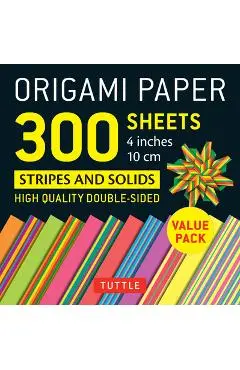 Origami Paper 300 Sheets Stripes and Solids 4 (10 CM): Tuttle Origami Paper: High-Quality Double-Sided Origami Sheets Printed with 12 Different Design - Tuttle Publishing