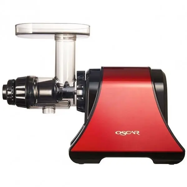Oscar Storcator orizontal prin presare la rece Oscar DA1200, 200W, 75 RPM, recipient pulpa, 2 Site, Rosu