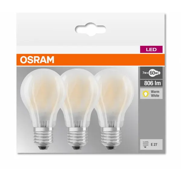 OSRAM Set 3 becuri led Osram, 7 W = 60 W, lumina calda