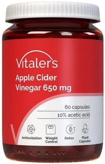 Oțet de mere, 650 mg, 60 capsule, Vitaler's