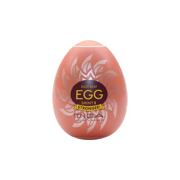 Ou masturbator TENGA Shiny II, de unică folosință, cu loțiune inclusă, interior texturat geometric, material elastic TPE