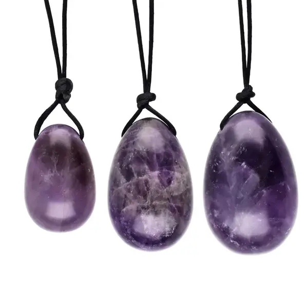 Oua Yoni din Ametist (cu gaura) - Set 3 bucati