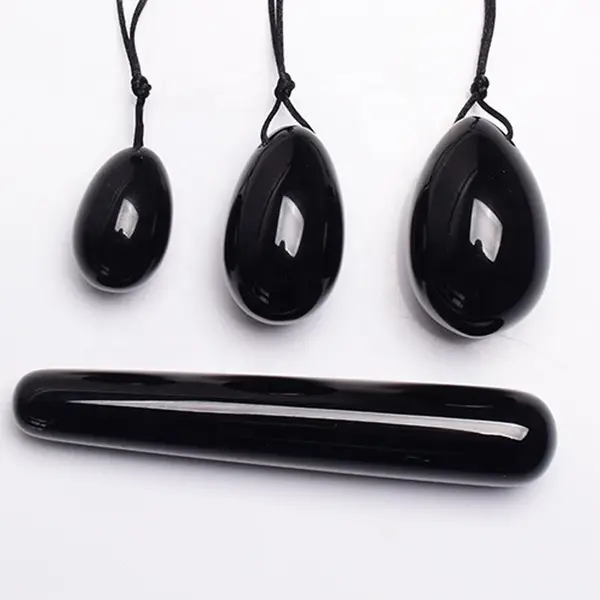 Oua Yoni si bagheta din obsidian - Set 3 bucati