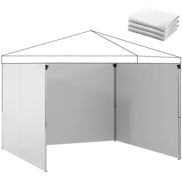 Outsunny 3 Panouri Laterale pentru Pavilioane 3x3 m 300x200 cm Panouri Laterale de Schimb din Pânză Oxford cu Fermoar Alb | Aosom Romania