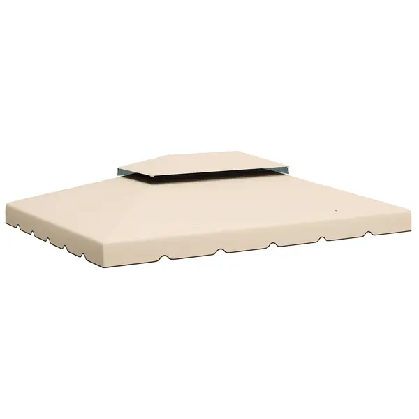 Outsunny Acoperiș de Schimb pentru Foișor 4x3 m cu 2 Niveluri pentru Grădină, Copertină Rezistentă la Apă din Poliester 170g/㎡ cu 8 Găuri de Drenaj, Crem | Aosom Romania